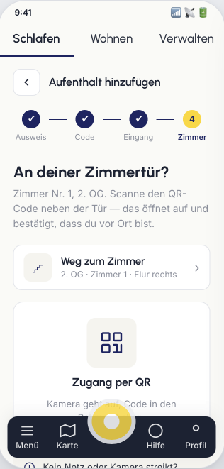 Check-in-Bildschirm der Live-ocracy-App